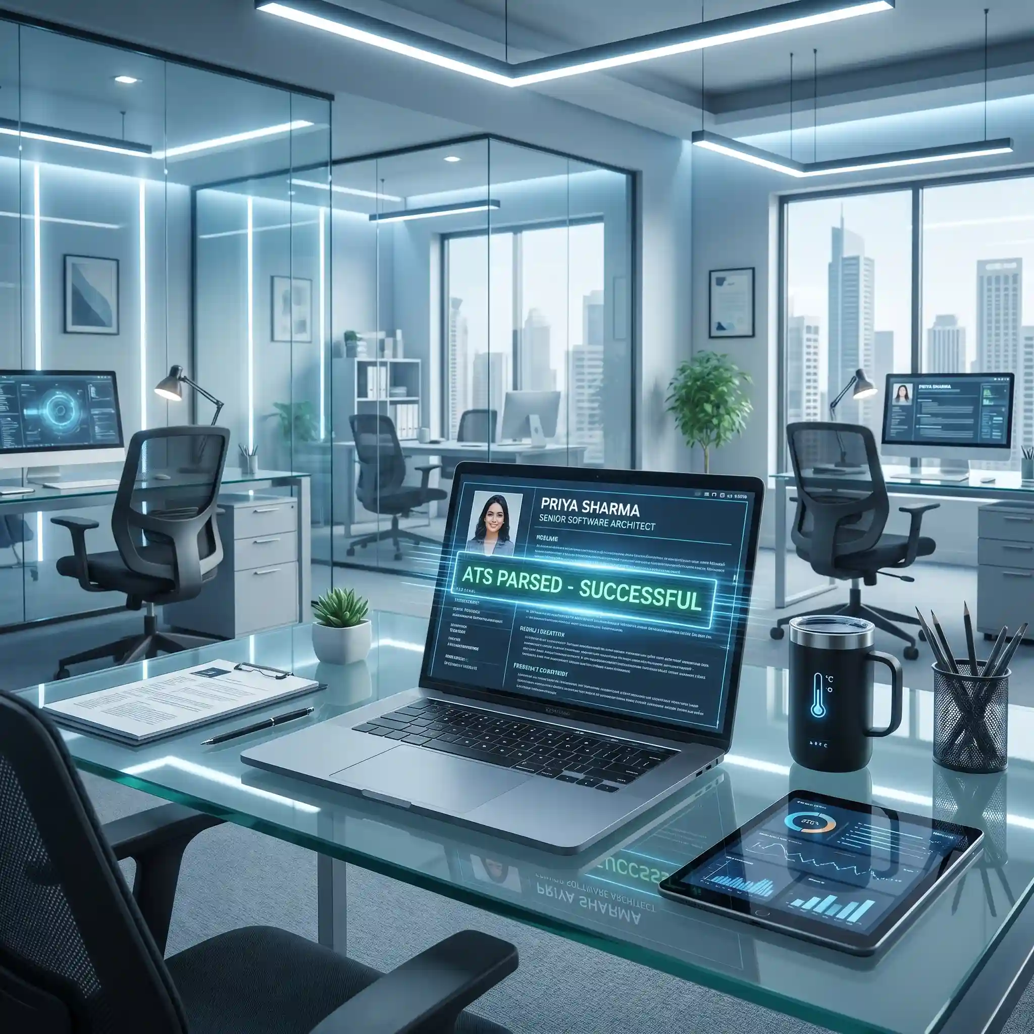 A high-tech workspace displaying a clean document optimized by our ATS resume review services.