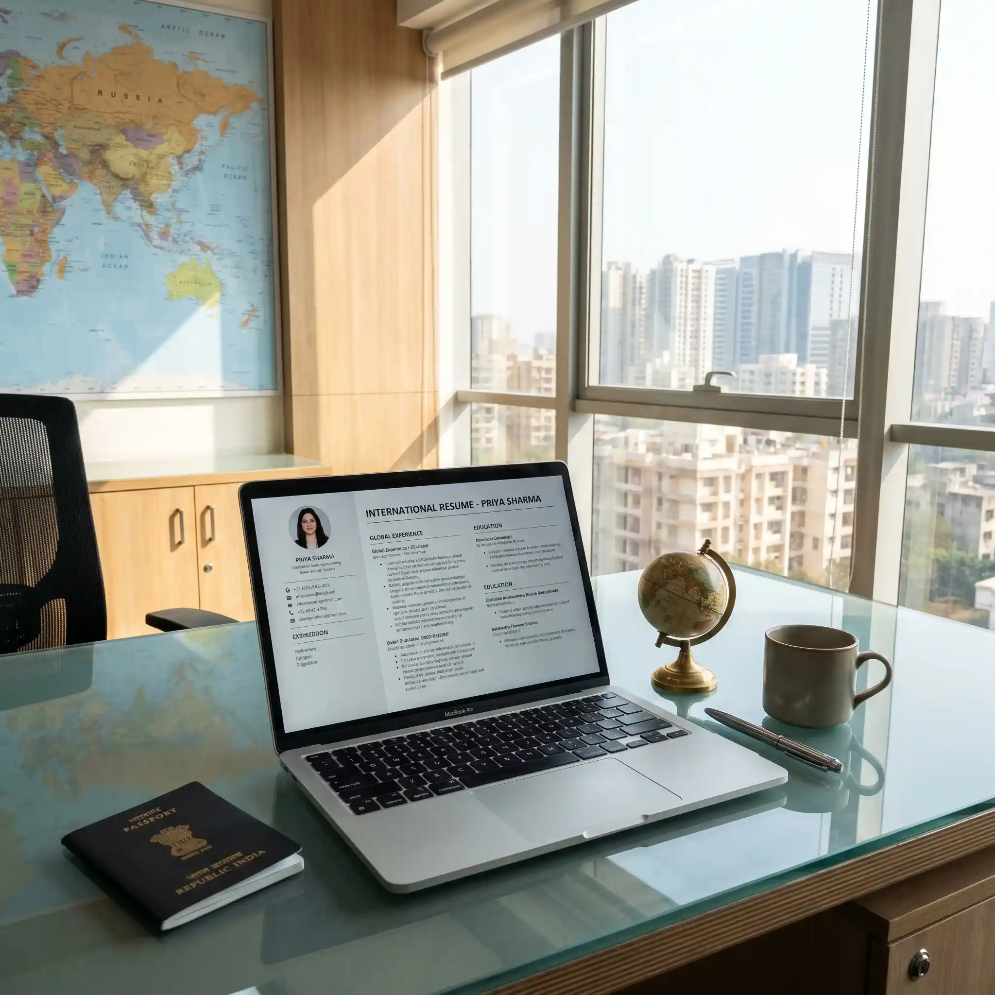 Professional workspace displaying an ATS-friendly CV from our international resume writing services.