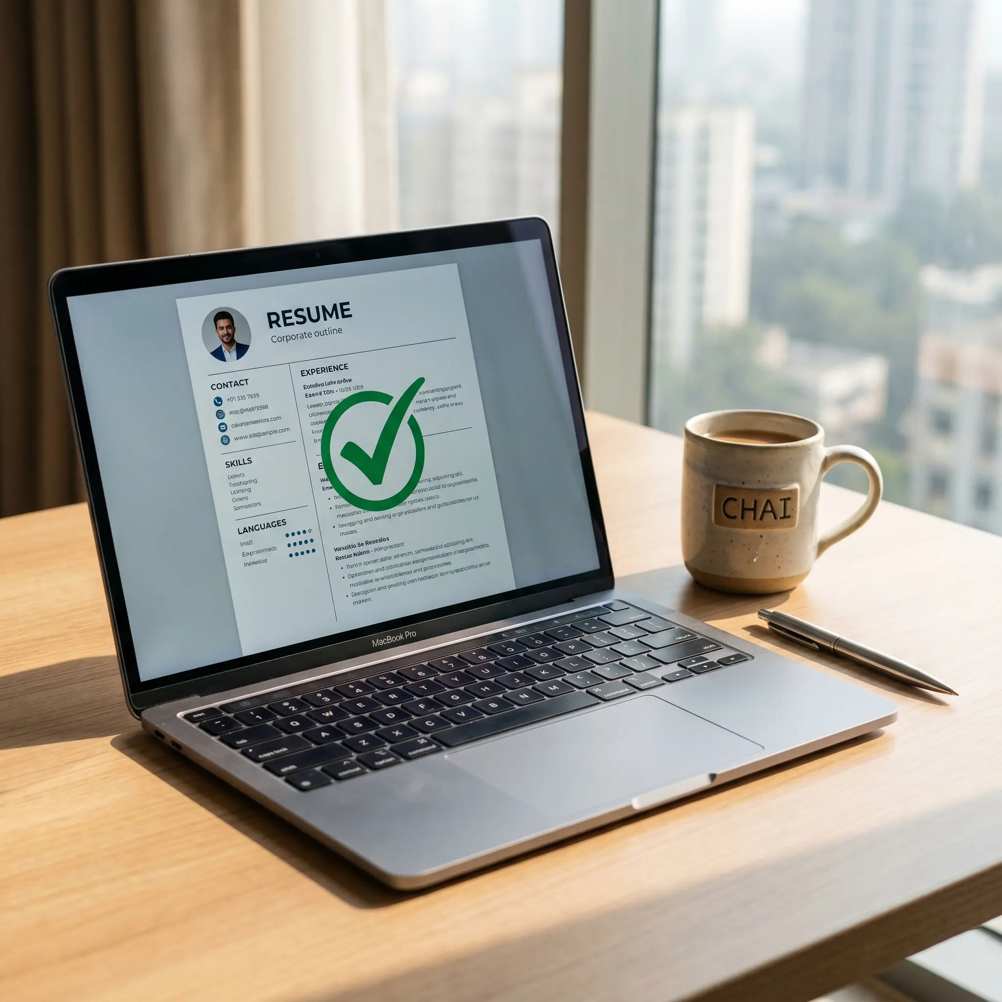 Sleek office workspace layout demonstrating junior professional resume writing services.