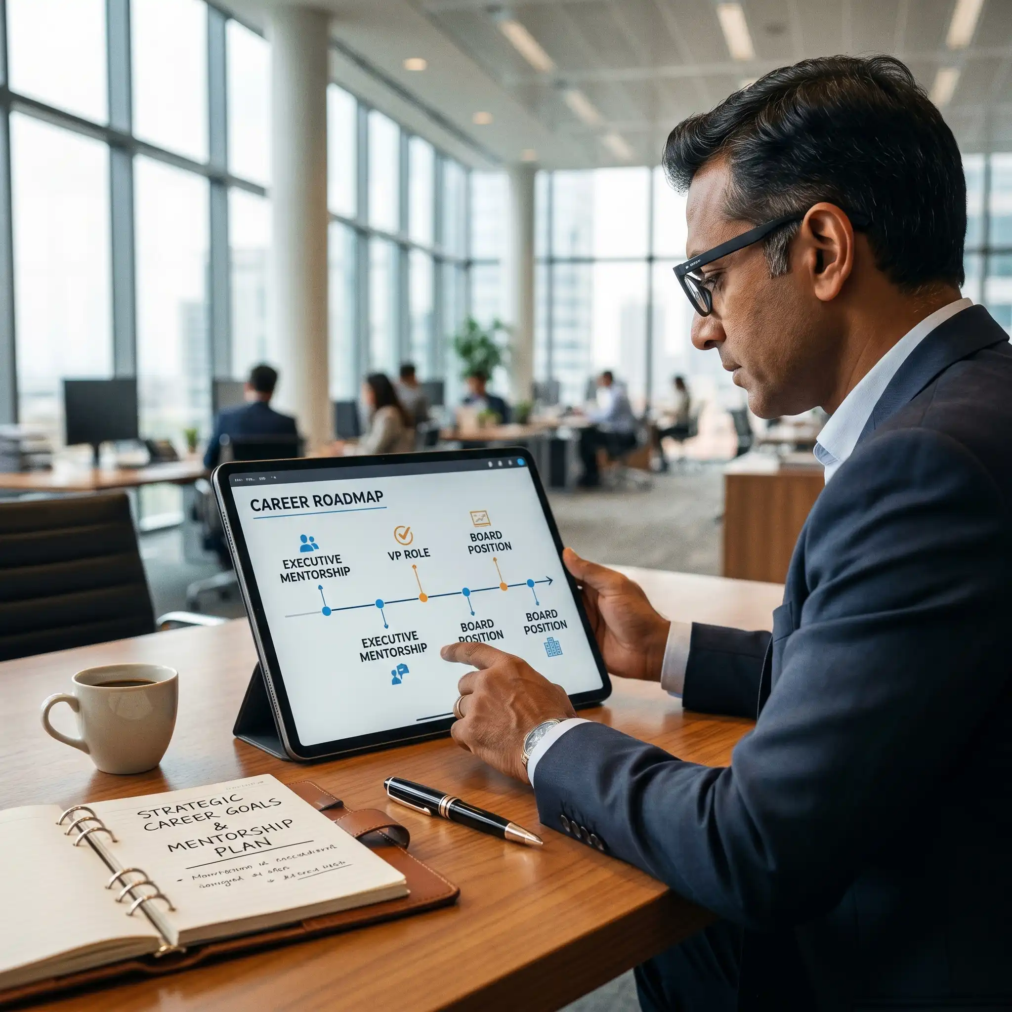 A dedicated professional accelerating their corporate growth and career transition using expert career coaching services.