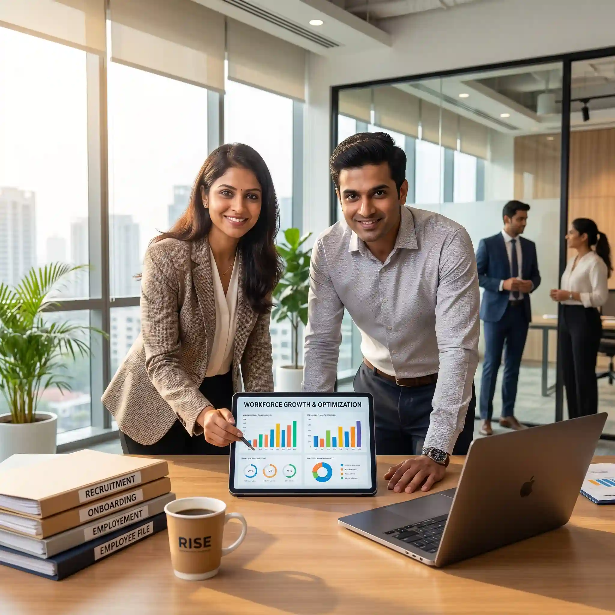 A corporate leader improving employee management using our expert recruitment support services.