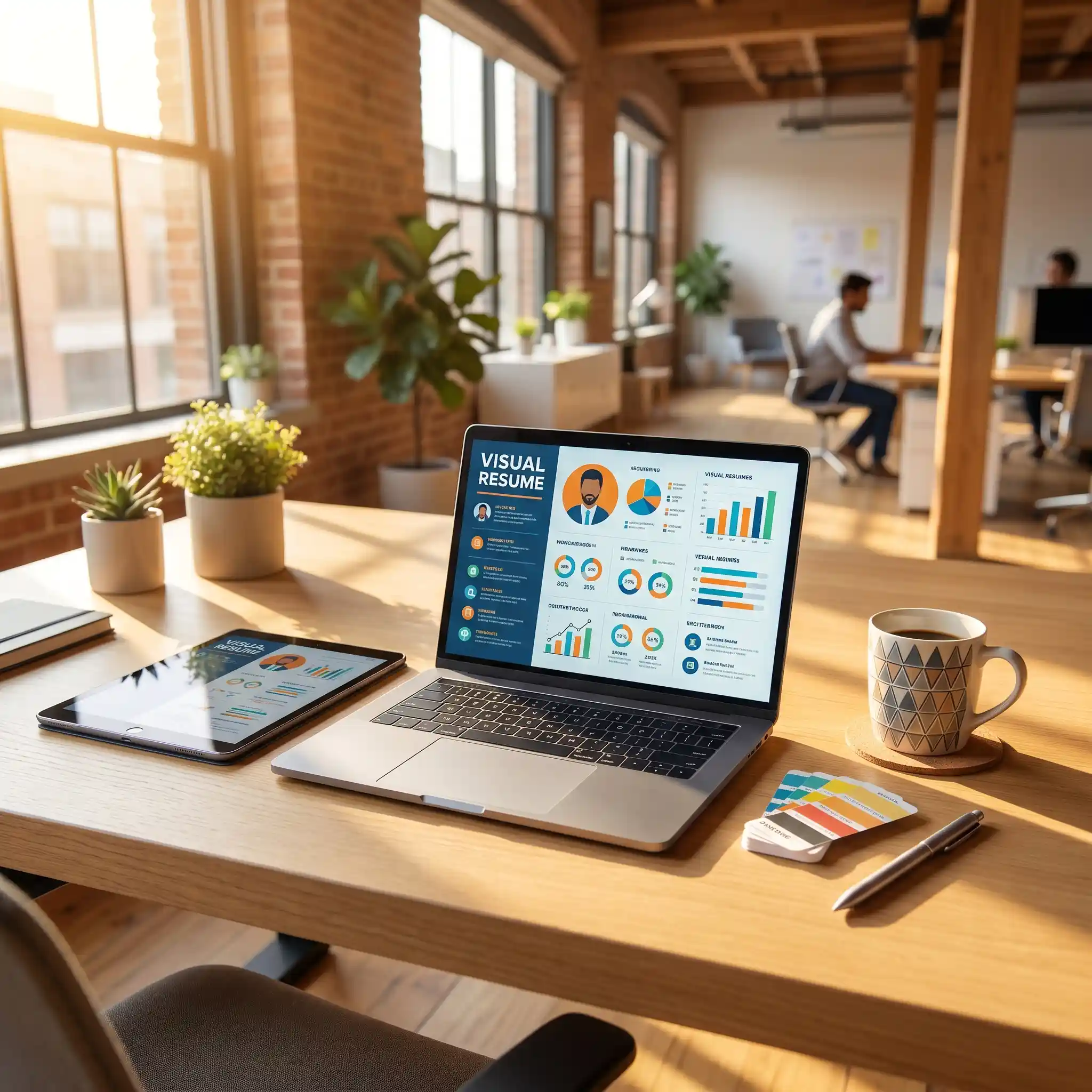 A creative workspace showing a modern layout crafted by expert visual resume design services.
